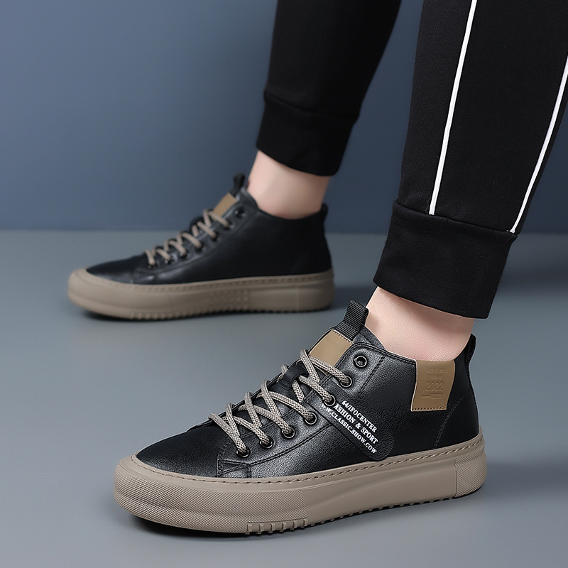 Men's Sports Casual Leather White Shoes foto 5