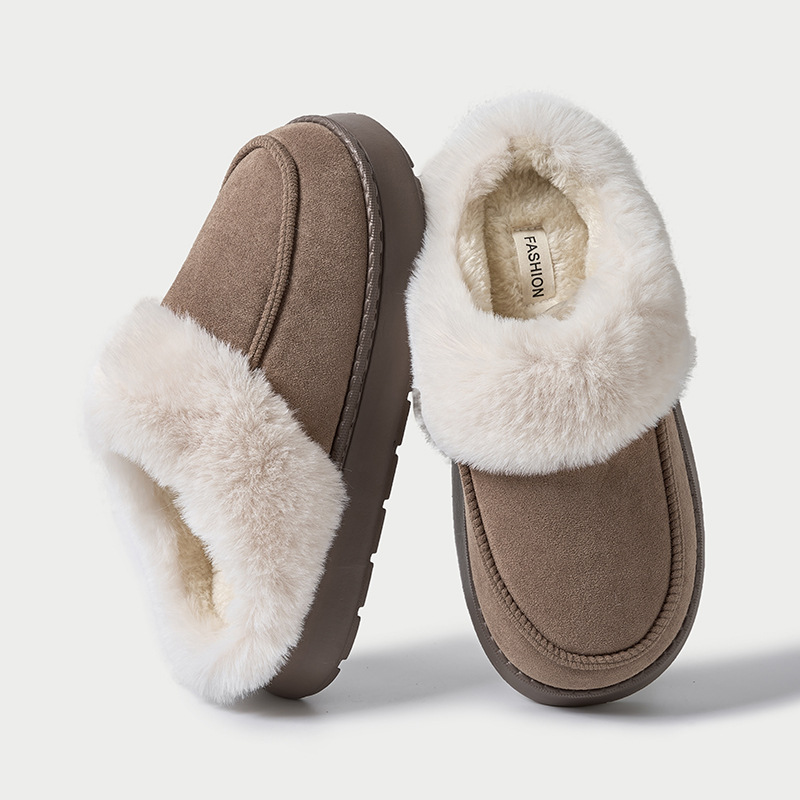 Indoor Home Non-slip Plush Thermal Base Men's Cotton Slippers foto 3