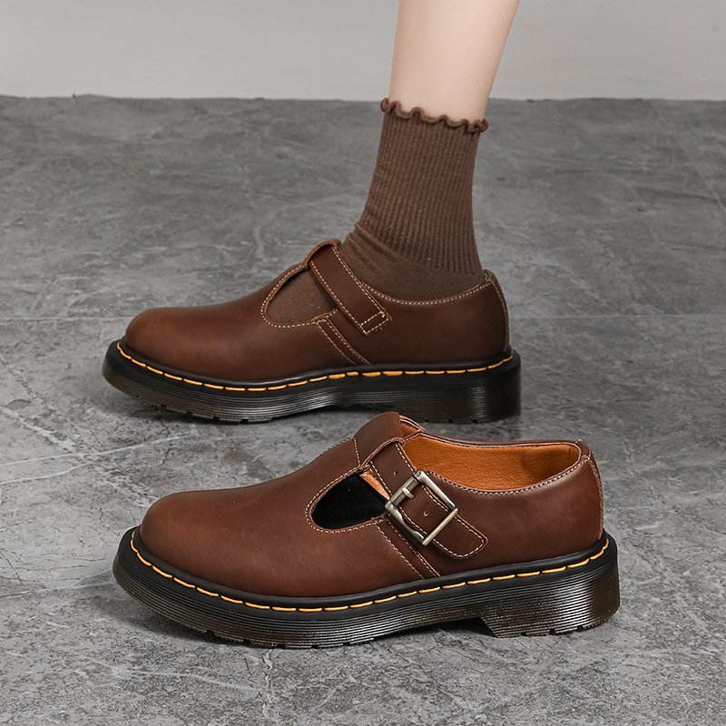 T-strap Mary Jane Shoes Genuine Leather Low-top foto 3