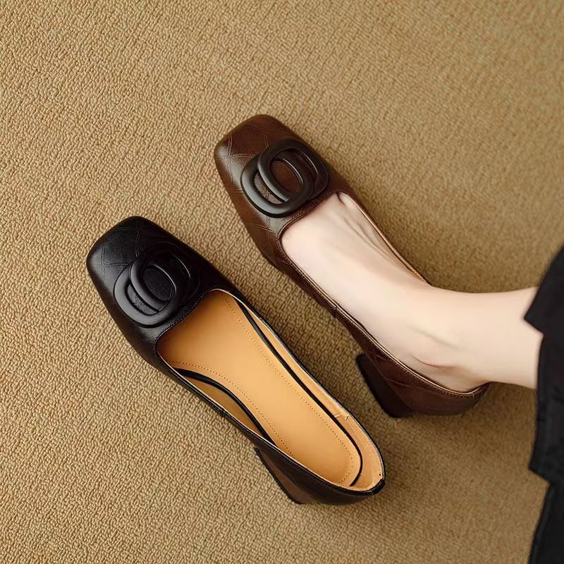 Super Soft Sheepskin Shallow Mouth Flat Bottom Comfortable Women's Shoes foto 3