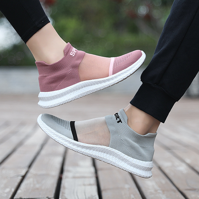 Breathable Casual Couple Running Flying Woven Sports Sock Shoes foto 2