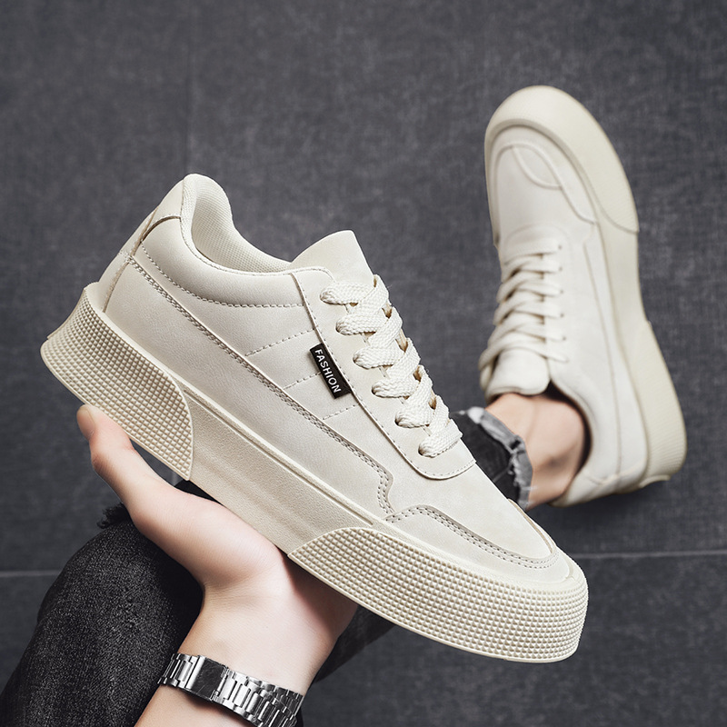 Casual Board Flat Shoes Men Breathable Thick-soled Lace-up Sneakers For Walking Running foto 5