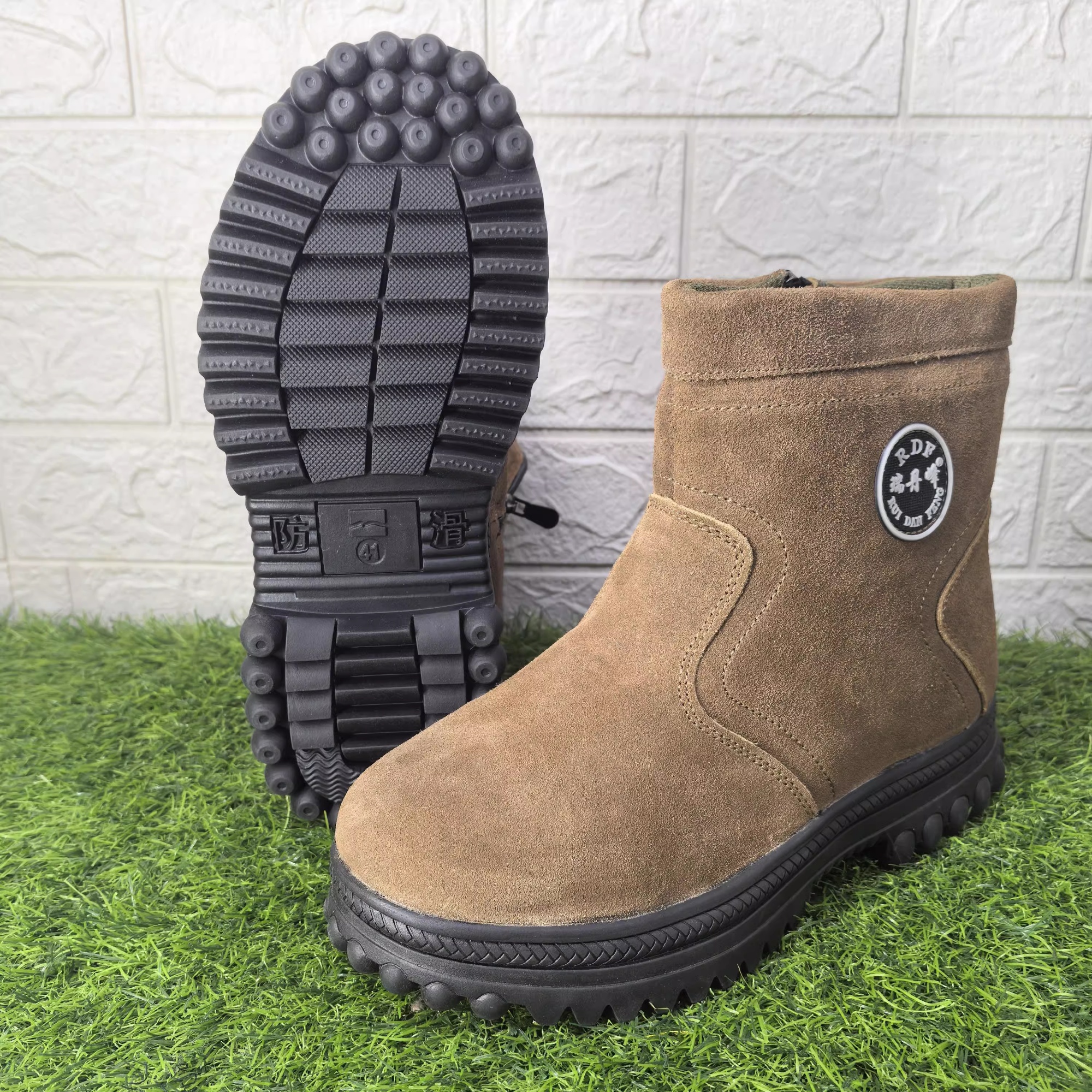 Outdoor Pure Wool Labor Protection Shoes Fleece-lined Thick Fur Integrated Short Boots foto 2