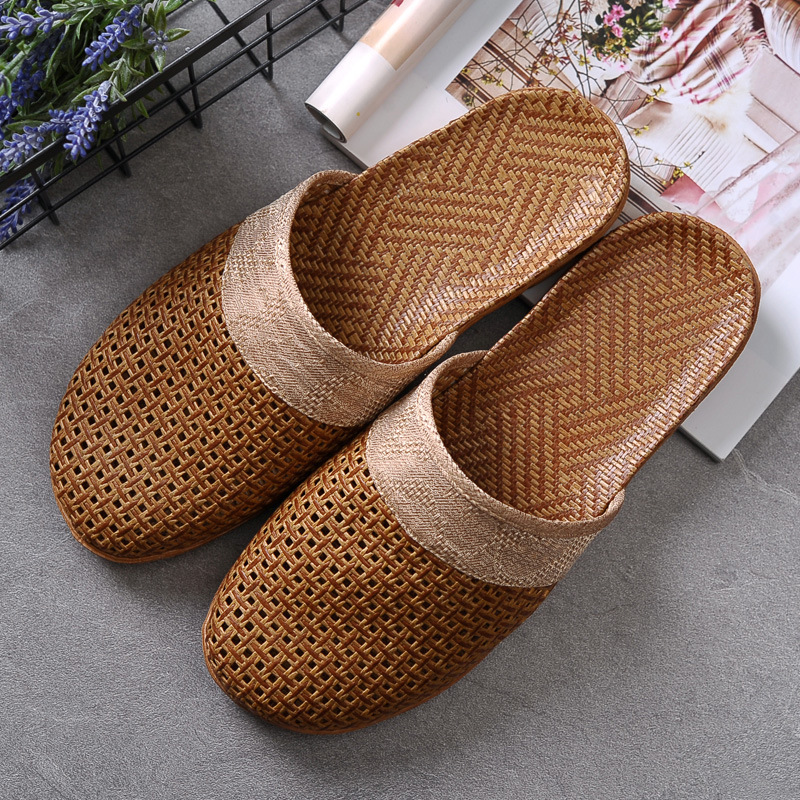 Indoor Non-slip Thick-soled Floor Linen Slippers foto 5