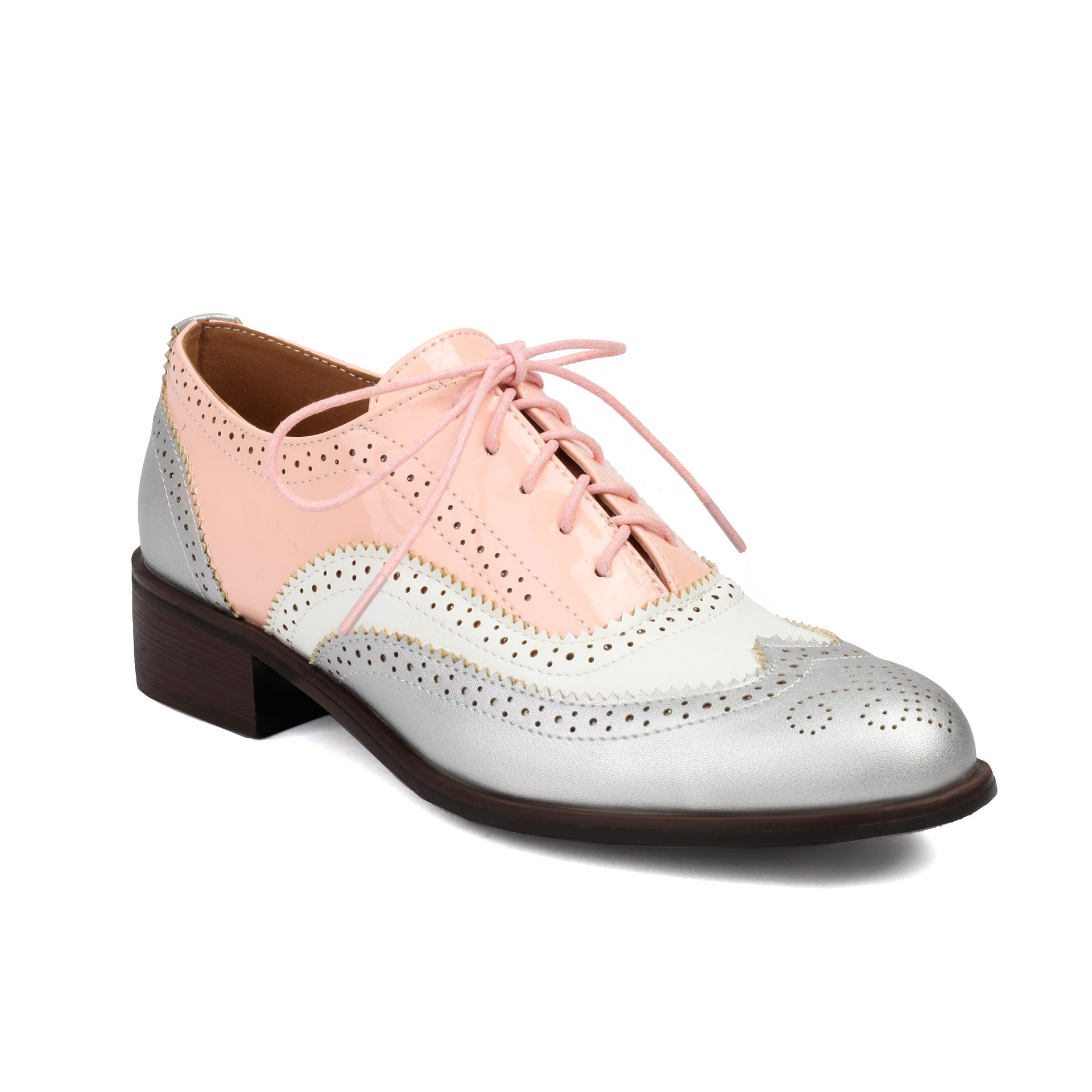 Retro British Contrasting Color Brogue High-cut Lace-up Shoes foto 5