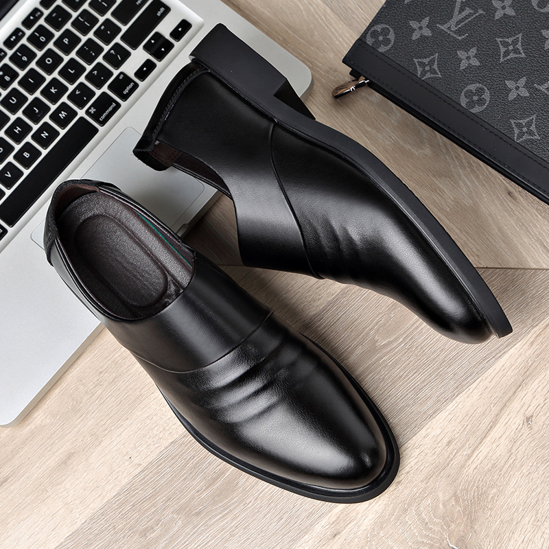 Spring And Autumn Soft Leather Height Increasing Insole Business Formal Casual Leather Shoes foto 2