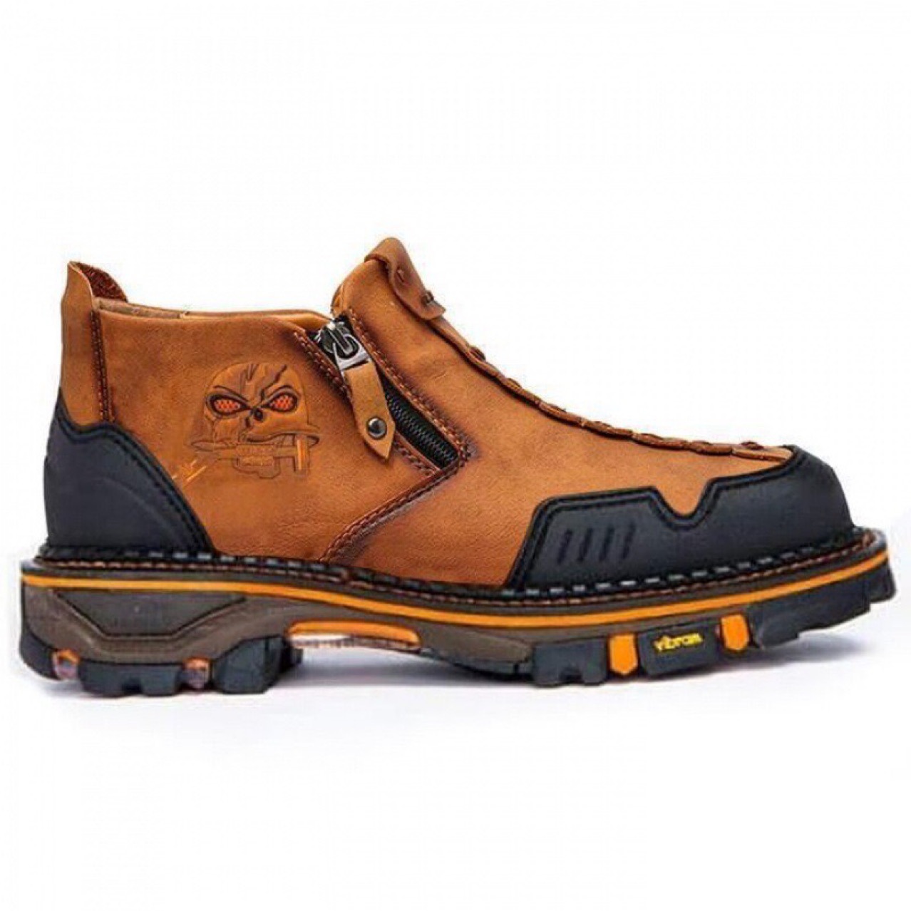 Men's Short Boots Round Toe Large Size Side Zipper Martin Boots