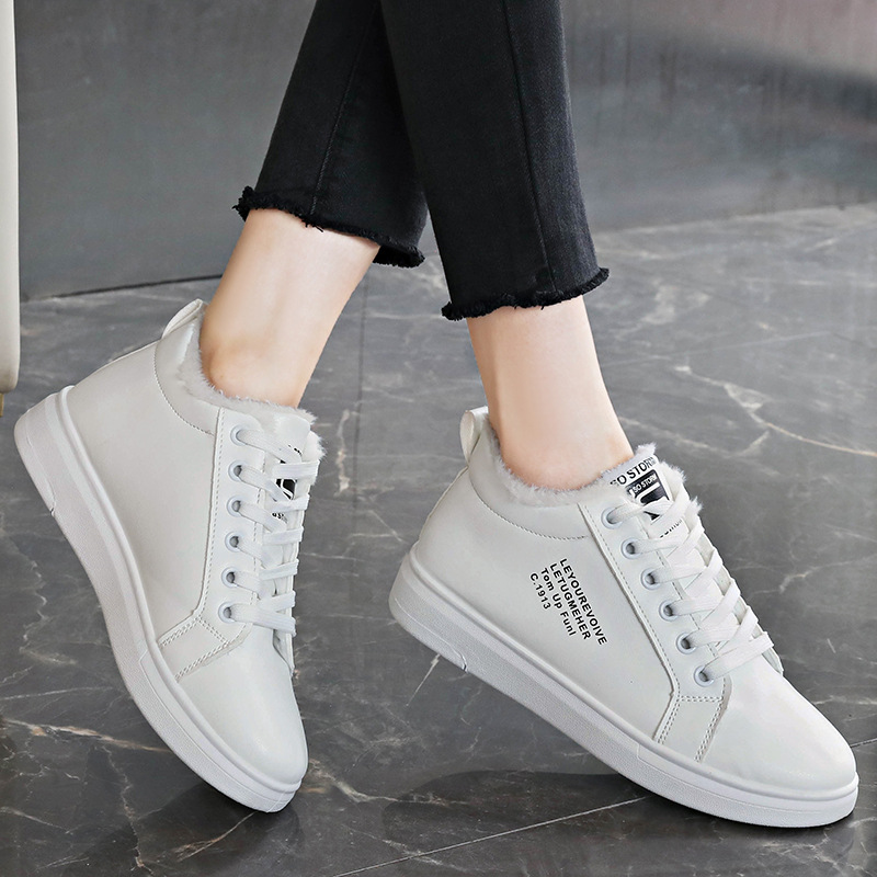 Women's Cotton Shoes With Fleece Sports Flat Sneakers foto 2