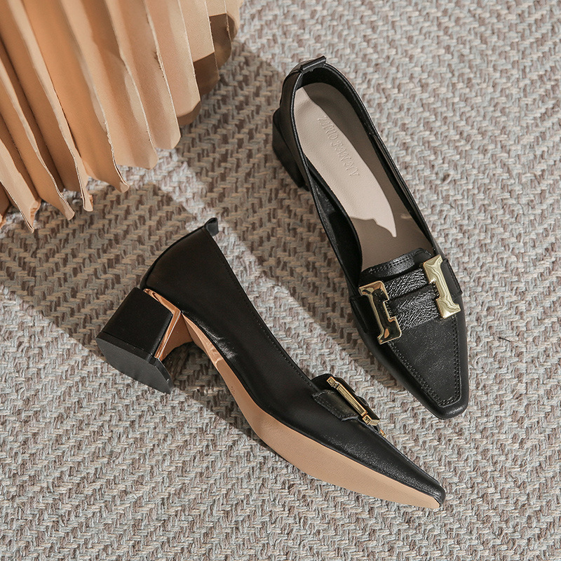 Chunky Heel High-heel Commuter Shallow Shoes foto 4