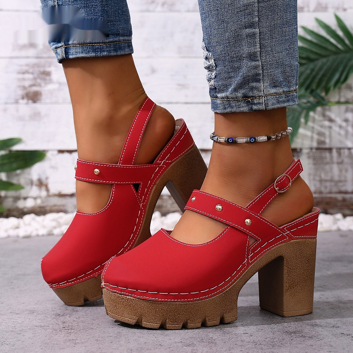 Womens Solid-Color Elegant All-Match Peep-Toe High-Heel Sandals