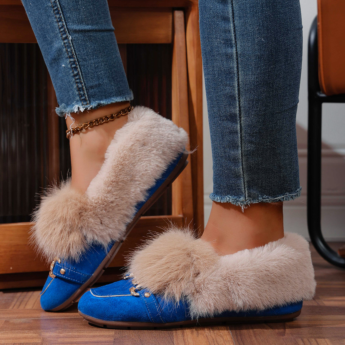 Cotton-padded With Velvet Lightweight And Comfortable Skin-friendly Plush Comfortable Versatile Women's Shoes foto 3