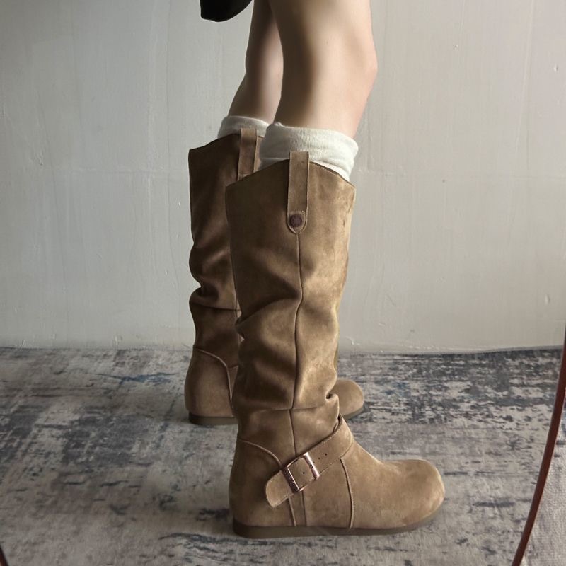 Womens Fashionable Vintage Denim Long Boots foto 5