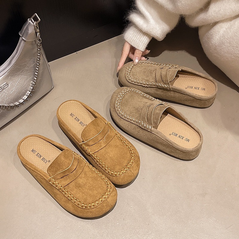 Slide-on Closed-toe Backless Retro Chunky-sole Casual Slippers foto 4