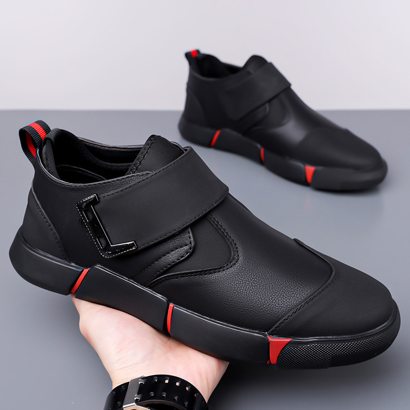 Men's Casual Leather Shoes Comfortable Slip-on Low-top Velcro Non-slip Flat Heel Shock Absorption foto 4
