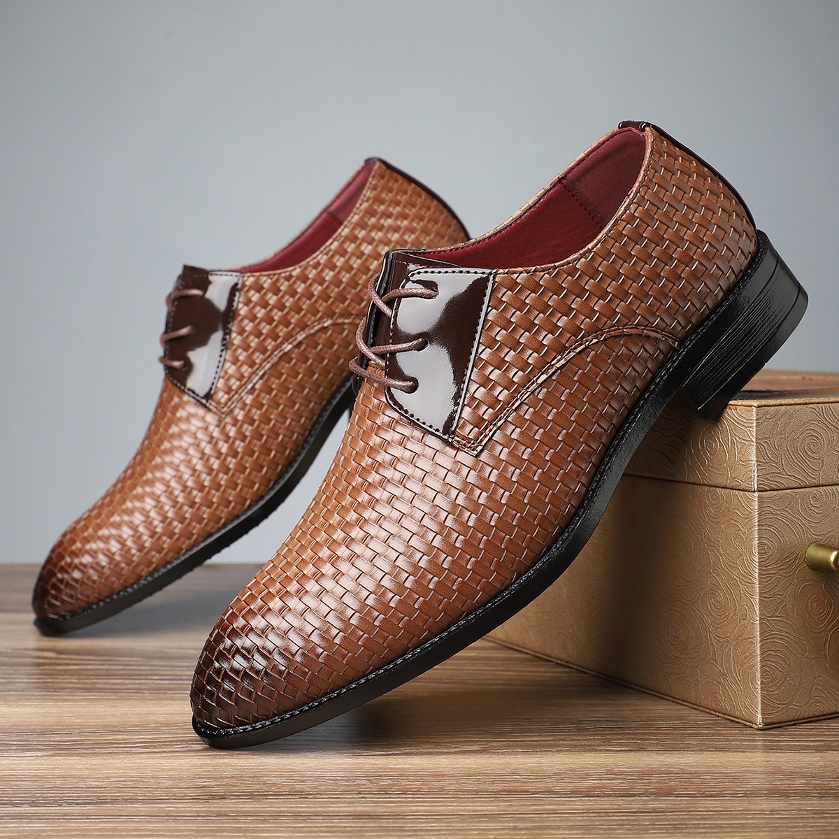 Mens Stylish Formal Pointed-toe Lace-up Leather Shoes foto 2