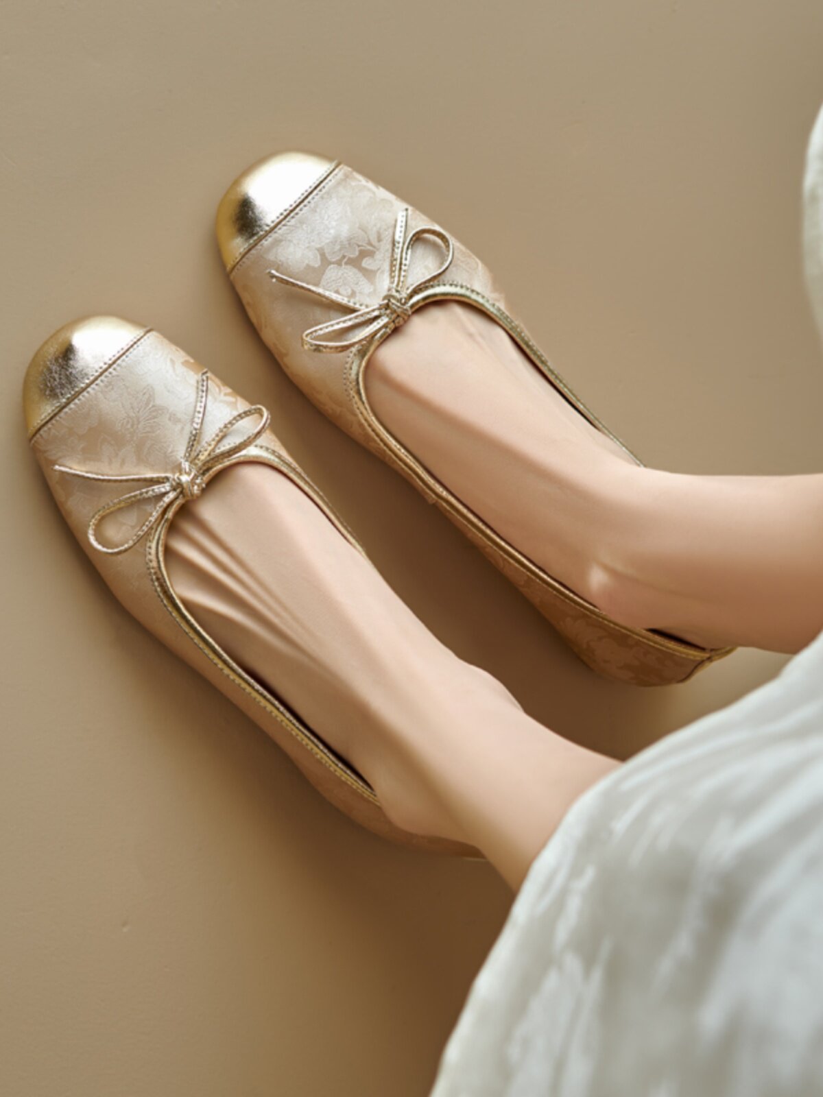 Soft-soled Large-size Ballet Flats With A Bow foto 4