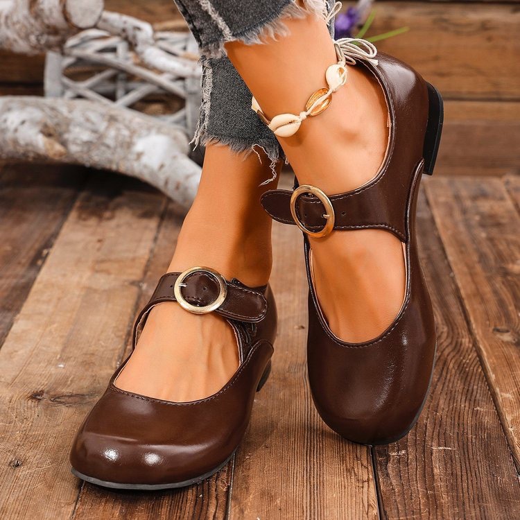 Patent Leather Round-toe Low-cut Low-heeled Shoes foto 4