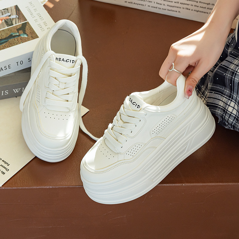 Leather Fashionable Platform Lace-up Casual Shoes foto 2