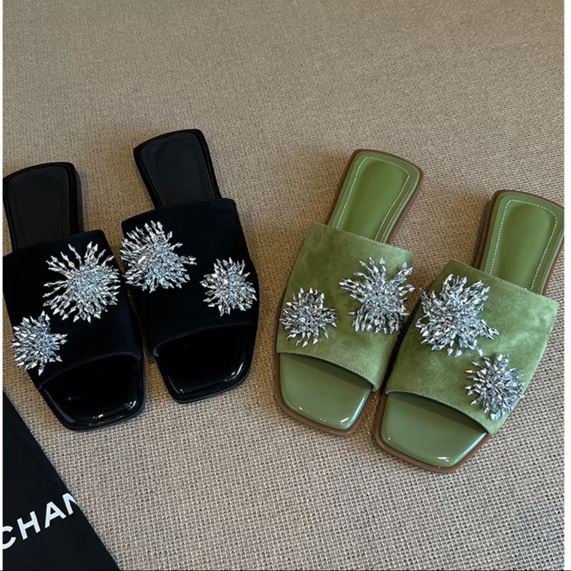 Summer New All-Match Black Sophisticated French-Style Flat Sandals foto 5