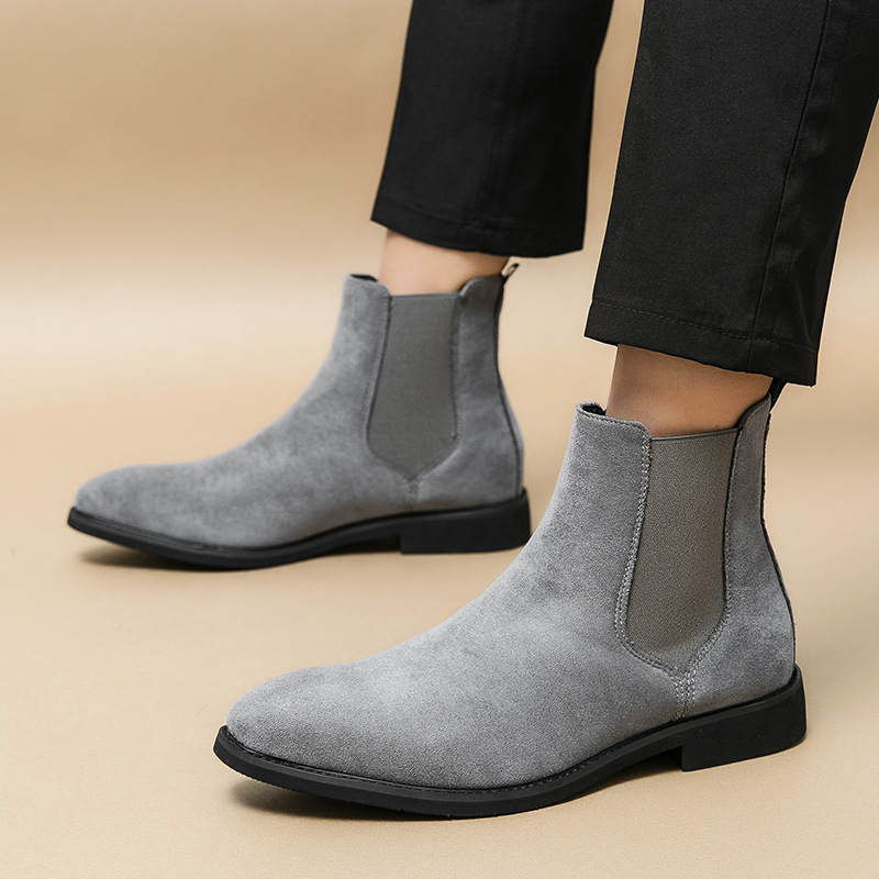 Plus Size High-top Pointed Leather Shoes Men's British Pointed Chelsea Boots foto 4