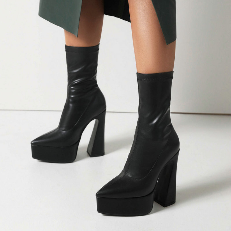 Women's Thick Heel Super High Heel Platform Booties foto 4