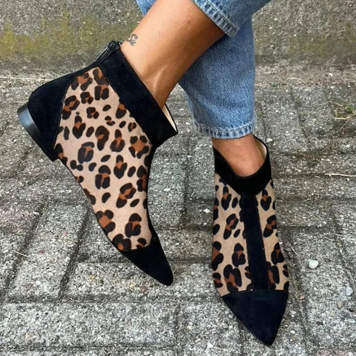 Womens Casual Low-heeled Plus-size Pointed-toe Leopard-print Shoes foto 3