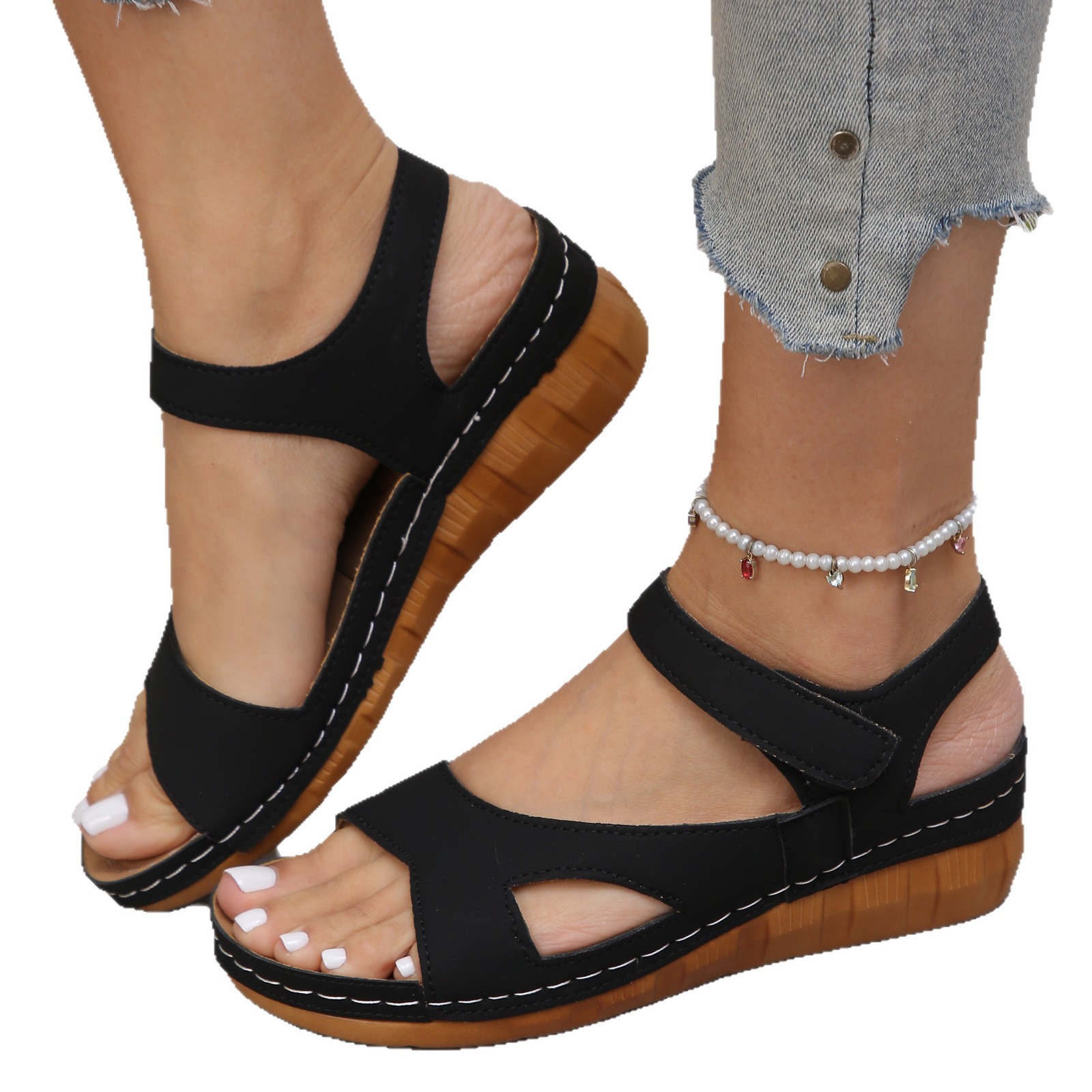New Style Floral-patterned Chunky-sole Fashion Sandals foto 3