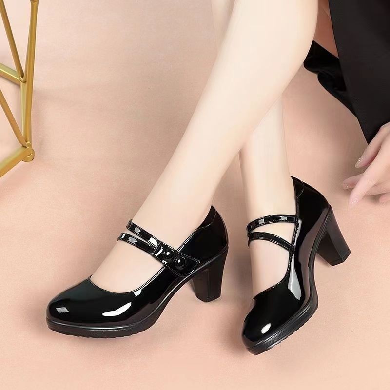 Genuine Soft Leather Womens Pumps With A Round Toe And High Heel foto 4