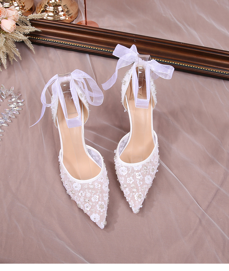 Fashion French Style Sequin Hollowed Sandals Women foto 3