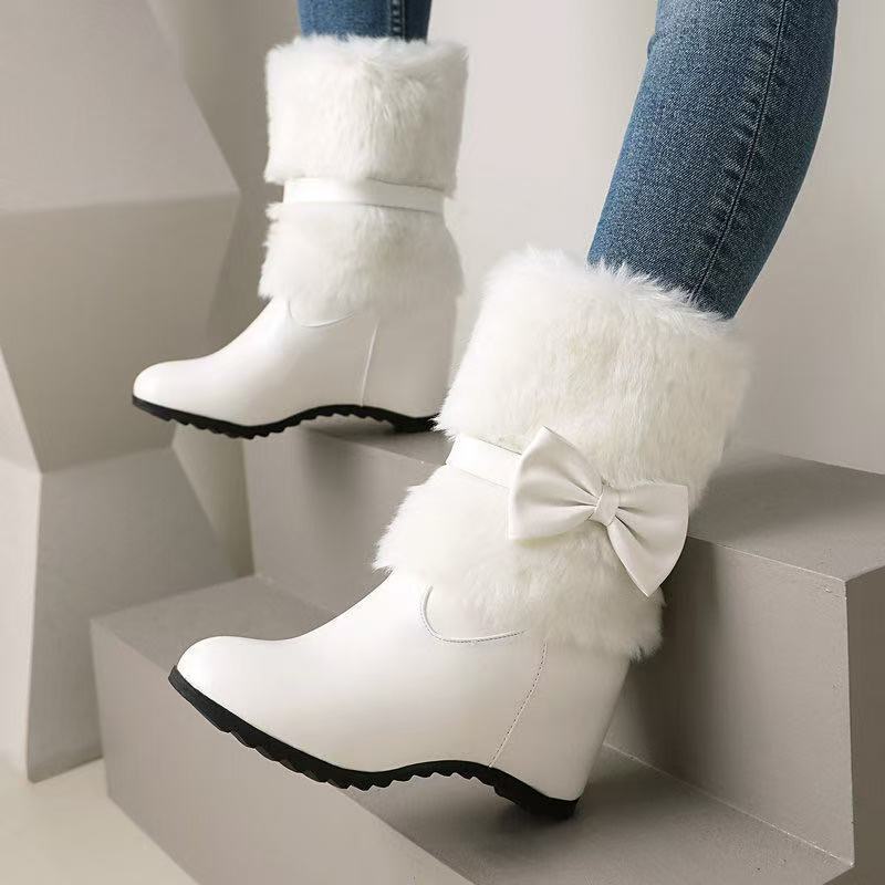Women's Cute Low-Top Boots With Built-in Heel And Bow Accent foto 4