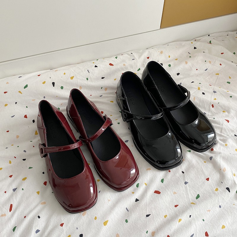 Womens Shallow Simple French-Style Retro Chunky-Heel Pumps foto 3