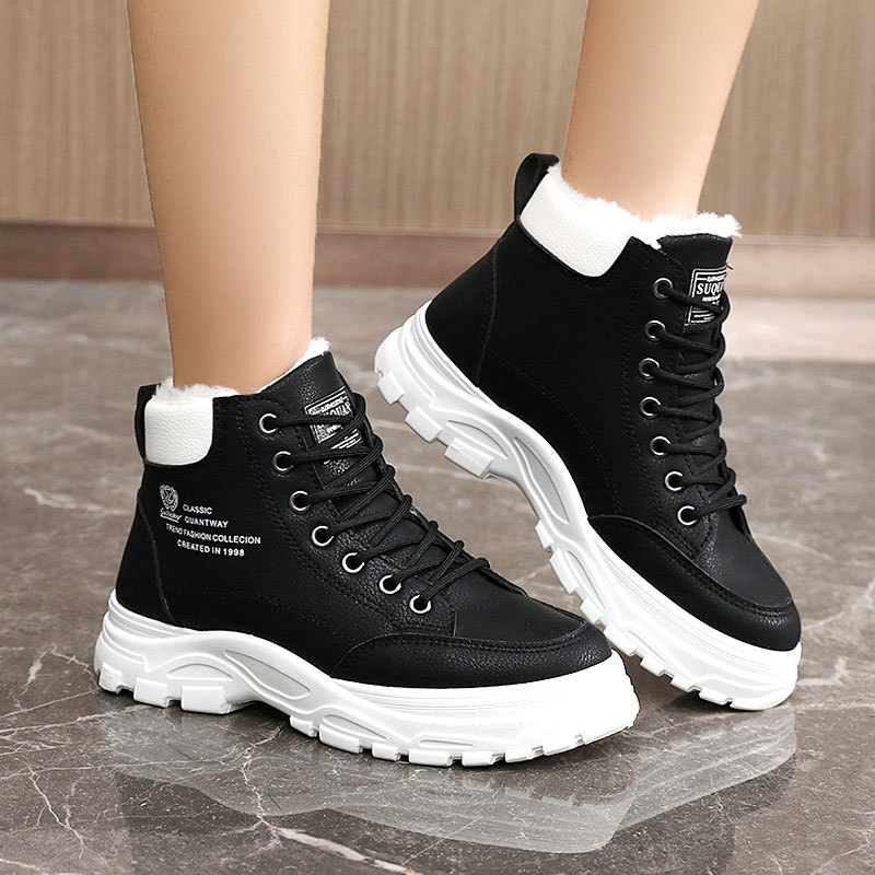 High-top Women's Shoes Cotton-padded Shoes With Velvet Warm foto 3