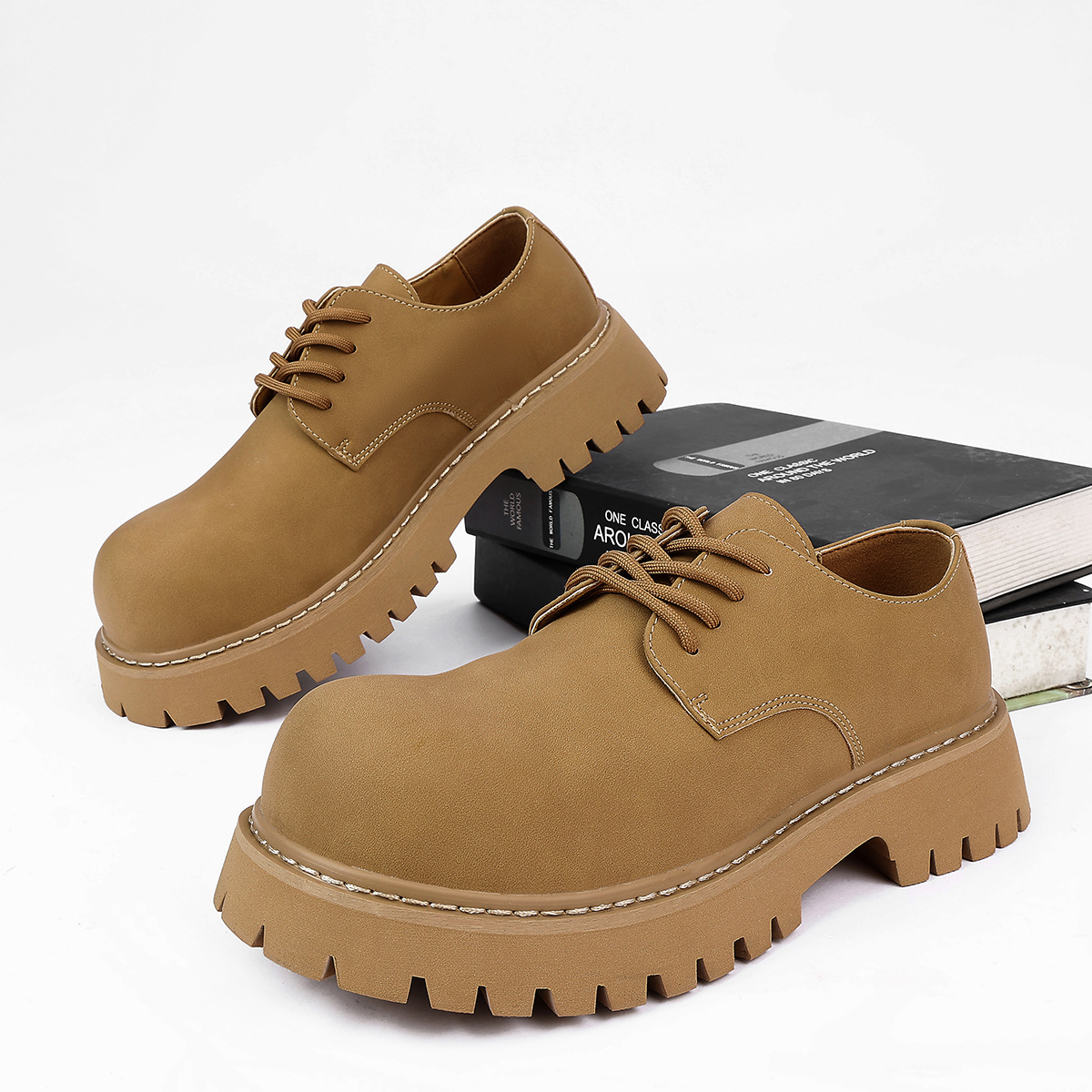 Mens British-style Thick-soled Height-increasing Leather Dress Shoes foto 4
