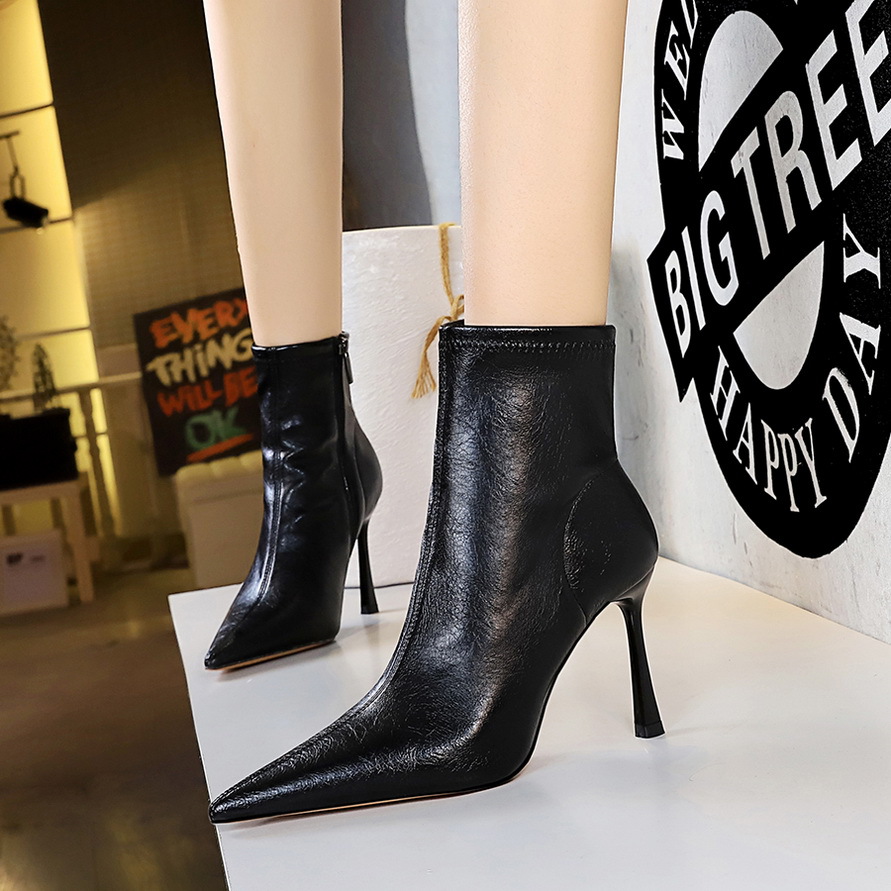 Ultra High Heel Stiletto Pointed Winter Side Zipper Short Boots foto 2