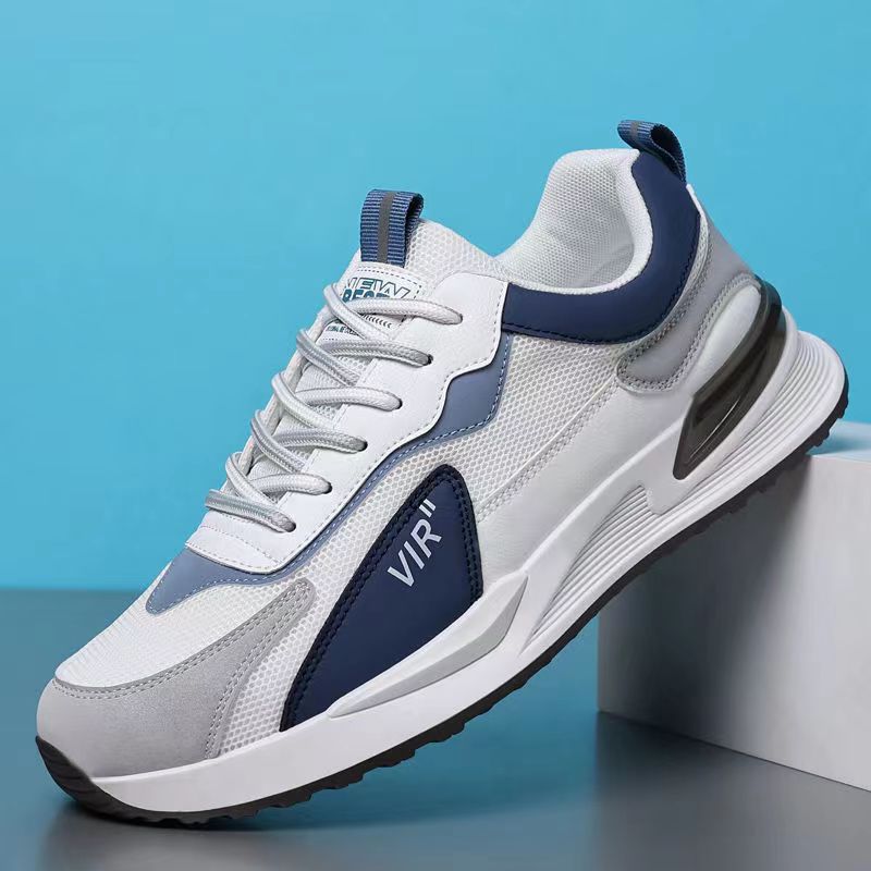Men's Color Block Mesh Shoes Fashion Casual Lace-up Sneakers Outdoor Breathable Running Sports Shoes foto 2
