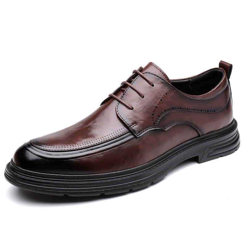 Men's Business Formal Brown Lace-up Leather Shoes foto 5