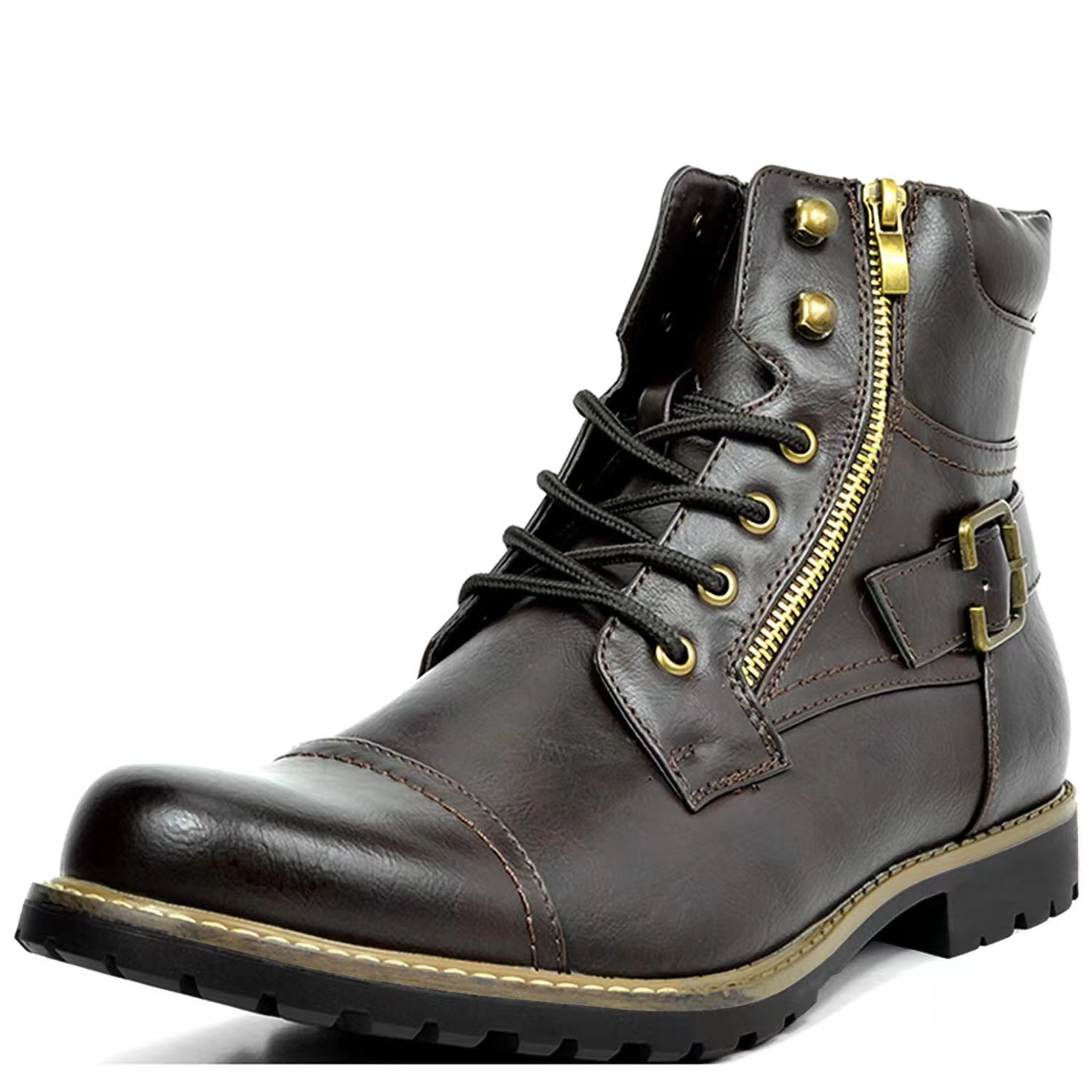 Front Lace-up Martin Boots Plus Size Flat Angle Low Cut Side Zipper foto 2