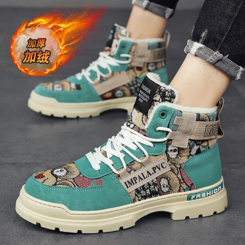Fleece-lined Warm Martin Boots Worker Boot Men's Motorcycle Boots Student High-top Cotton Shoes foto 5