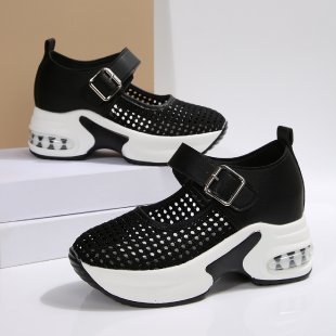 Comfortable Breathable Hollow Buckle Thick Bottom Wedge Casual Shoes foto 5