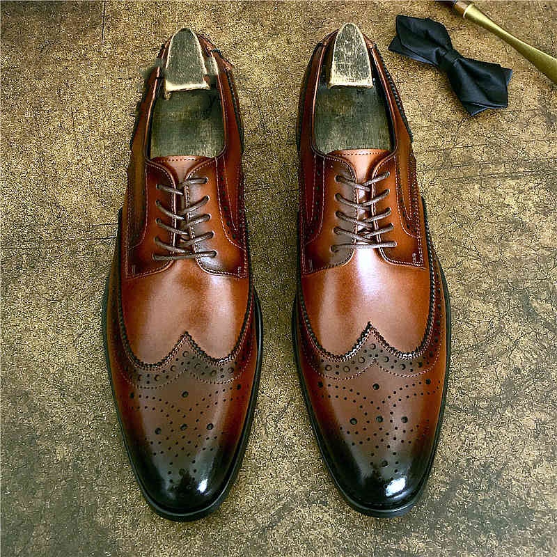 Genuine Leather Brogue Business Formal Wear Leather Shoes foto 4