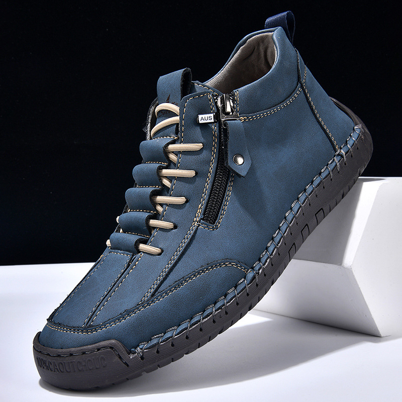Men's Casual Leather Shoes Retro High Top foto 2