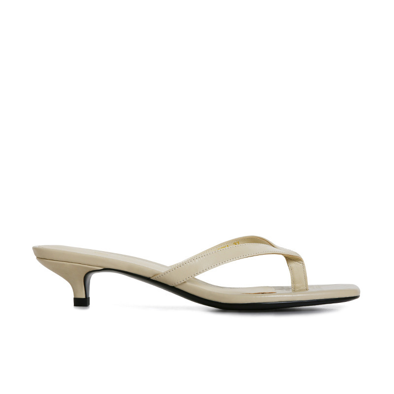 Women's Square Toe Leather Flip-flops foto 3