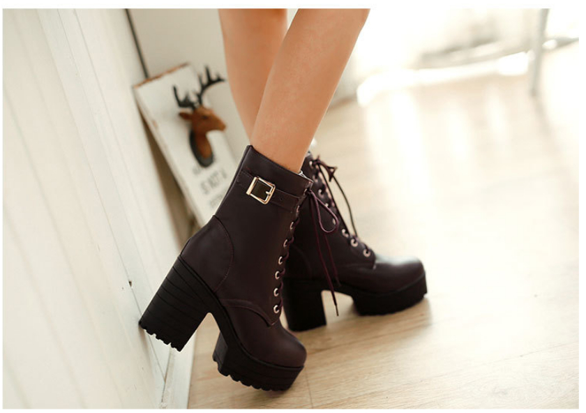 Large Size Thick Heel High Heel PU Martin Boots foto 5