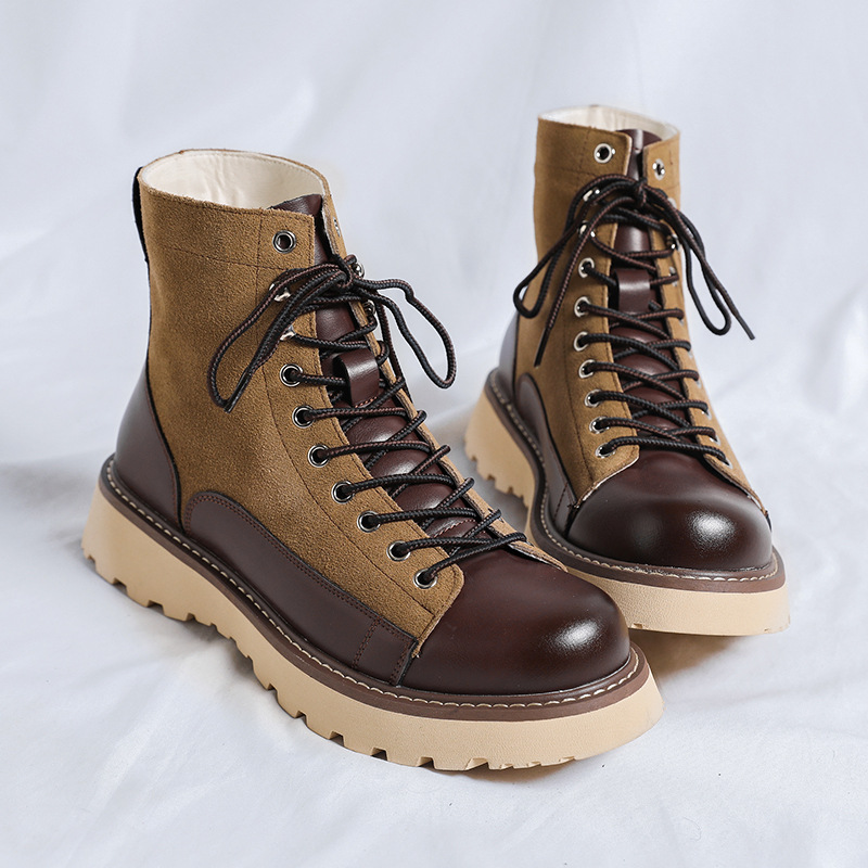 Patchwork Retro All-matching Work Clothes Boots foto 4
