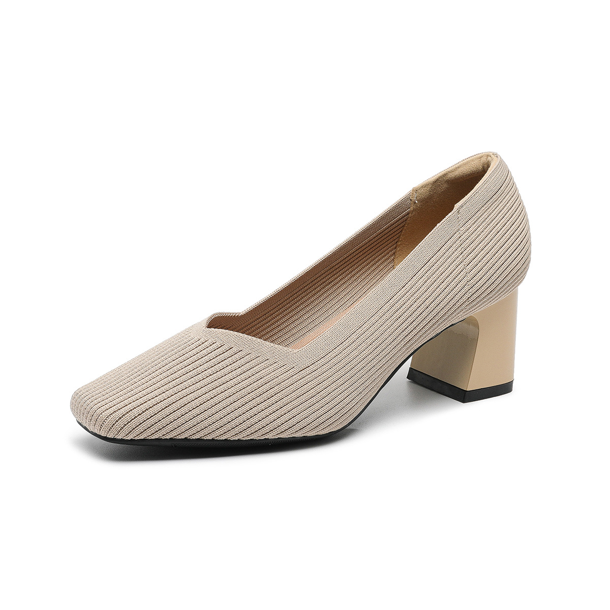 Rough Heeled Square Toe High Heels For Women foto 2