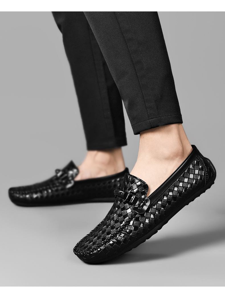 Men's Hollow-out Light Soft Flat Leather Shoes foto 5