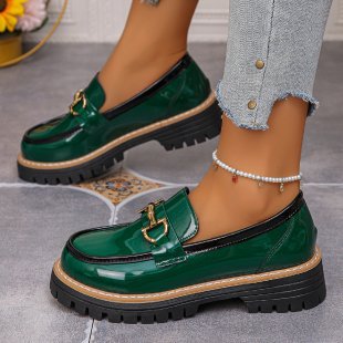 Retro Color Matching Casual Chunky Heel Platform Pumps foto 3