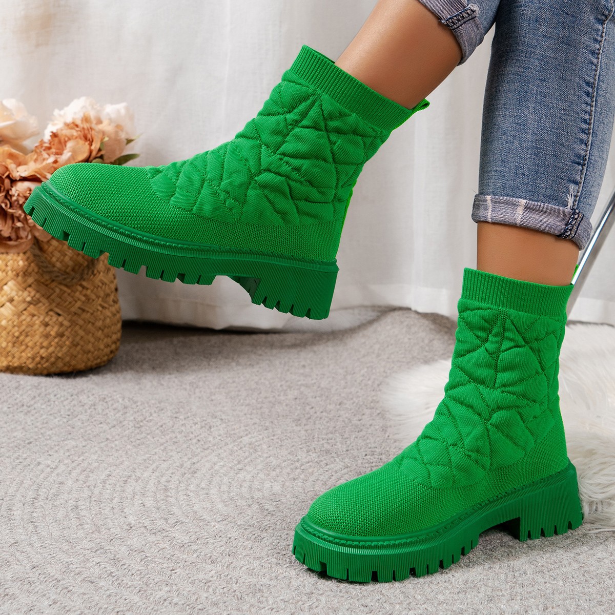 Flying Woven Plus Size Thick Bottom Casual Outdoor Martin Boots foto 2