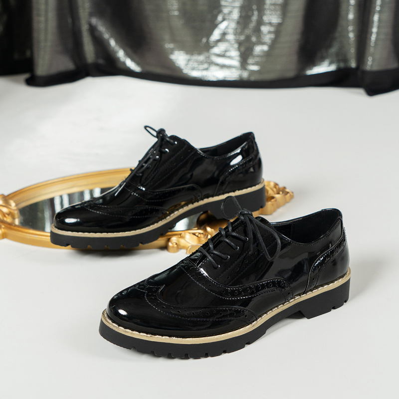 Women's Fashion Color Mirror Loafers Lace-up Shoes foto 2