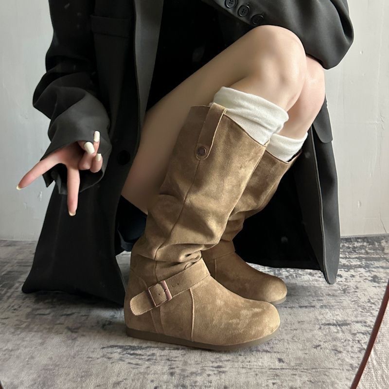 Womens Fashionable Vintage Denim Long Boots foto 4